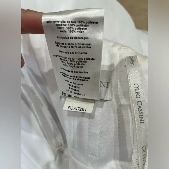 Oleg Cassini Strapless Wedding Dress with Beading A-line - Picture 5 of 14